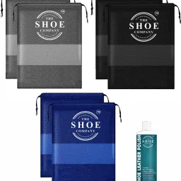 THE SHOE COMPANY Shoe Bag 6 Set with Grey Black Blue and Polish 50ML for Restoring Shine Cleaner-image-80