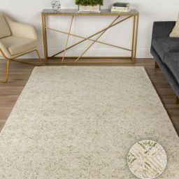 Olive Green & off White Abstract Wool 4 x 6 Feet Hand Tufted Carpet by Kaleen India-picture-38
