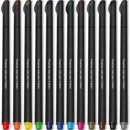 12 pcs Fineliner Color Pen Set 0.4mm Fine Line Tip Colored Sketch Drawing Pen Fineliner Pen-3