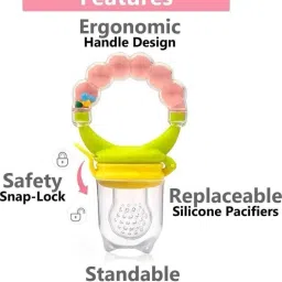 cutezilla 4 in 1 Fruit and Food Feeder Nibbler Nipple Teether Soother Pacifier Rattle Teether and Feeder image 3