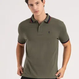 red tape Men Solid Polo Neck Polycotton Green T-Shirt-picture-13