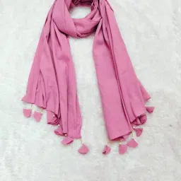 Self Design Cotton Blend Women Pink Stole-16
