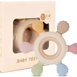 6 in 1 Teething Toy – Silicone & Neem Wood Teether, Chewing Toy(3-12 Month) Teether-image-55