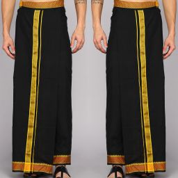 Feather Green Pooja Dhotis Solid Men Dhoti-image-17