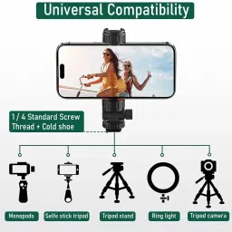 Adofys ST-07 Phone Tripod Mount with Cold Shoe Mount for Microphone LED Light with 1/4'' Tripod Screw Compatible with Smartphones Mobile Holder image 5