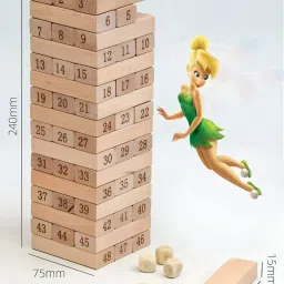 revive HOT SELLING TRENDING 54PCS JENGAA WOODEN BLOCK STACKING GAME WITH 4 DICES(9inch) Board Game Accessories image 3