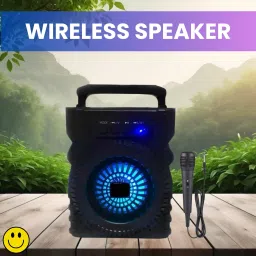 GUGGU 301(PORTABLE WIRELESS BLUETOOTH SPEAKER) Crystal Clear SoundWith Karaoke MicQ37 5 W Bluetooth Laptop/Desktop Speaker-image-1