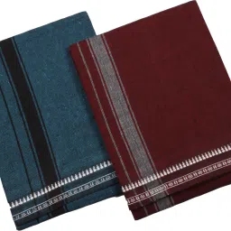 Hornbill Enterprises Kerala Style Cotton Dhoti Single size with 1.9 meters Set 2 Solid Men Dhoti-image-53