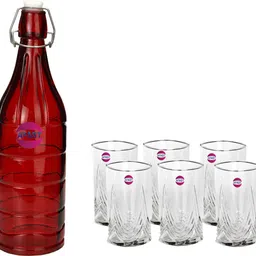 afast Serving Lemon Set Of Bottle And 6 Glass, 1 Ltr-D76 Jug Bottle Glass Set-picture-0