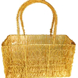 Iron Golden Finish Metal Bag Basket Gift Hamper Rectangular Iron Wire 12 inch Storage Basket-22