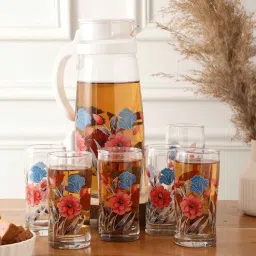 ceradeco Floral Transparent Glass 7 Pcs Everyday Glasses With Jug-picture-24