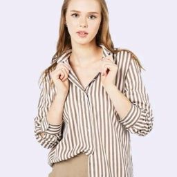 Women Regular Fit Striped Button Down Collar Casual Shirt-image-96