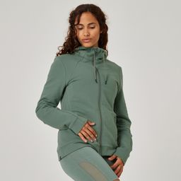 domyos Women's Gym Cotton Blend Zip-Up Hoodie 520-Laurel Green-picture-25