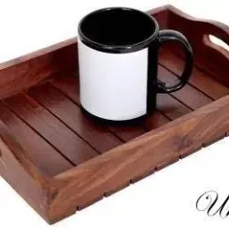 unican Wooden Serving Tray Multipurpose Handmade & Handcrafted Rectangular Tray image 3