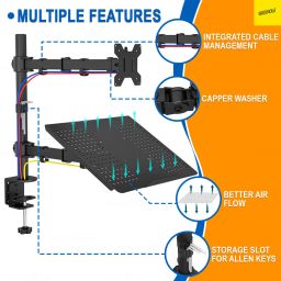 FreshDcart MM10 Karomouj Dual Monitor and Laptop Desk Mount Fully Adjustable Stand for Laptops Plated Desk Stand Laptop Stand with Adjustable Height Compatible with Universal Laptops image 4