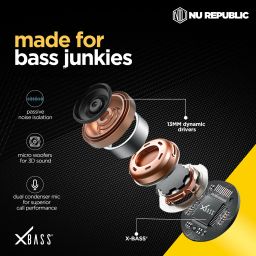 nu republic Transform-X upto 60hrs Playtime with 13mm Driver Bluetooth Headset image 5