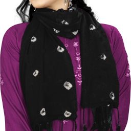 Printed Rayon Women Black Fancy Scarf, Scarf, Stole-image-11