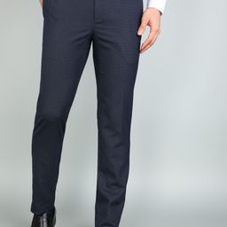 raymond Men Slim Fit Dark Blue Polyester Trousers-picture-23