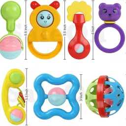 spincart Lovely Mixed Attractive Colourful Non Toxic Rattles for Babies, Toddlers, Infants, Child - Set of 8 Rattle image 3