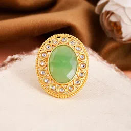 Silvermerc Designs Gold-Plated Kundan Studded Adjustable Finger Ring-17
