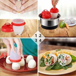gtc 6 Pack Egg Cooker,Hard & Soft Maker,Egg Cups,No Shell,BPA Free,Non Stick Silicone,Boiled (E 453) E 453 Egg Cooker image 3