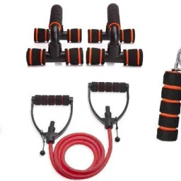 TUMMY TRIMMER WITH ADJUSTABLE SINGLE TONING TUBE, PUSH UP STAND AND HAND GRIPPER Fitness Accessory Kit Kit-image-89