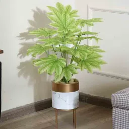 Green Plastic Beautiful Artificial Miniature Pvc Silk Floor Plant With Big Leaves Without Pot by Fourwalls-picture-20