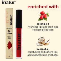 Inatur Pack of 2 Lip Gloss 1.6ml each - Red Hottie and Monroe image 5