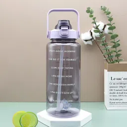 2L Capacity Belt Straw Transparent Motivational Water Bottles|Time Marker 2000 ml Bottle-20