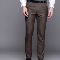 Men Slim Fit Brown Polyester Trousers-image-86