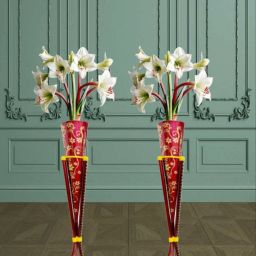HOME DECOR PACK OF 2 MAROON X FLOWER VASE CORNER CENTRE PCS Iron Vase-image-58