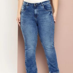 Women Straight Fit Mid Rise Blue Jeans-image-39