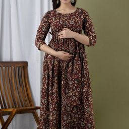 Women Fit and Flare Maroon, Multicolor Midi/Calf Length Dress-image-14