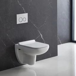 Wall Mount Western Toilet /European Commode OUTLET Is From Floor P TRAP With Soft Close Seat Cover 50 X 35 X 37 cm (White Glossy Finish) for Bathrooms Western Commode-11