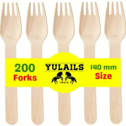 Use and Throw Fork Spoon - 5.5 inch Disposable Wooden Dessert Fork, Dinner Fork, Roast Fork Set-37