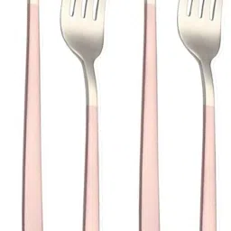 Food Grade Dinner Forks Kitchen Dinning Table Forks Mirror Finish (Pink-Silver) Stainless Steel Dinner Fork Set-18