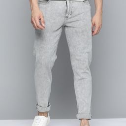 Mast & Harbour Men Grey Slim Tapered Fit Heavy Fade Stretchable Jeans-image-56