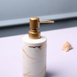 MARKET99 Off White & Gold-Toned Abstract Ceramic Soap Dispenser-22