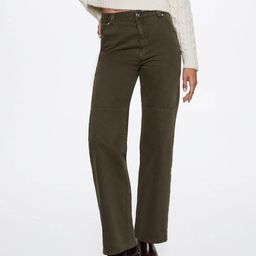 MANGO Women Olive Green Sustainable Straight Fit Cargo Jeans-image-3