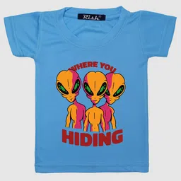 RISH Kids Blue Creepy Alien Printed T-shirt-image-65