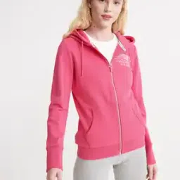 Zip-Front Hoodie with Split Kangaroo Pockets-image-6