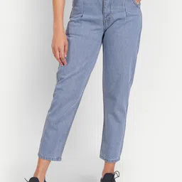 AngelFab Women Cotton Straight Fit High-Rise Cropped Jeans-picture-0
