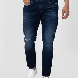 SPYKAR Men Tapered Fit Mildly Distressed Light Fade Stretchable Cotton Jeans-image-10