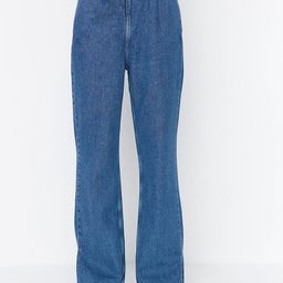 Trendyol Women Blue Pure Cotton Jeans-picture-0