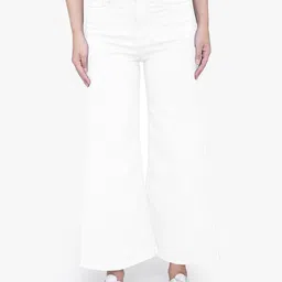 FCK-3 Women White Bootilicious Wide Leg High-Rise Stretchable Cotton Jeans-image-49