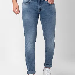 SPYKAR Men Slim Fit Low-Rise Heavy Fade Stretchable Cotton Jeans-picture-6