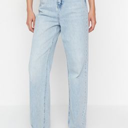 Trendyol Women Blue Heavy Fade Cotton  Jeans-image-30