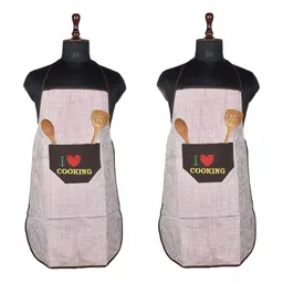 Kuber Industries 2 Pcs Brown Checked Waterproof Kitchen Aprons-15