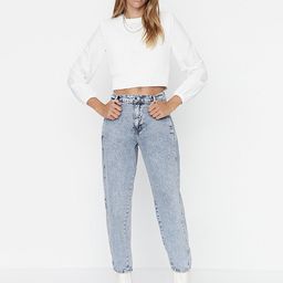 Trendyol Women Blue Heavy Fade Pure Cotton Jeans-image-55
