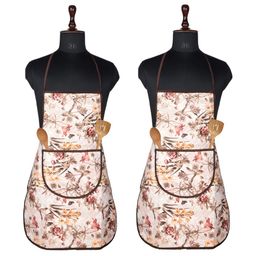 Kuber Industries Pack of 2 Brown & Orange-Colored Printed Aprons With Center Pocket-9